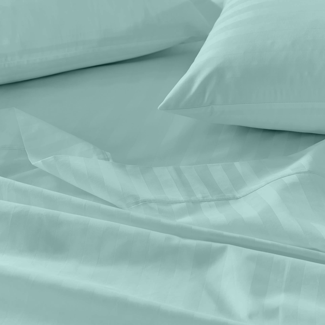 Aqua Blue Stripe Bed Sheet Sets