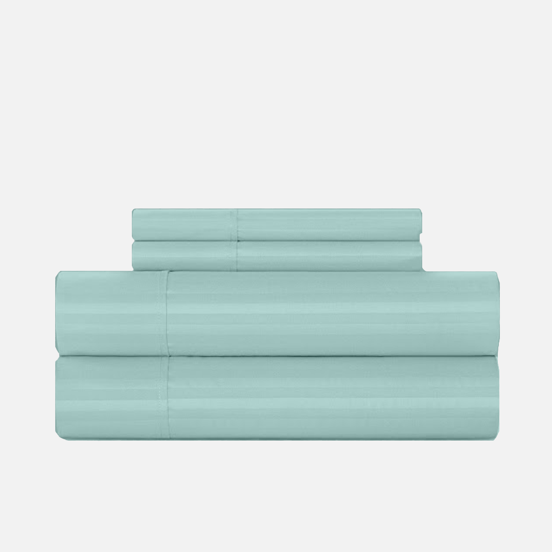 Aqua Blue Stripe Bed Sheet Sets