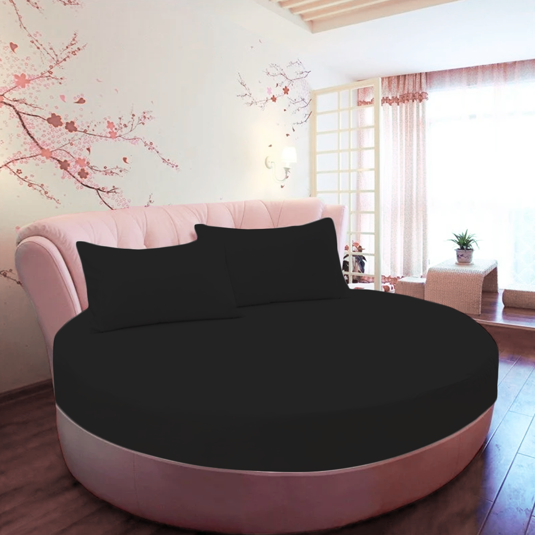 Black Round Fitted Bed Sheets