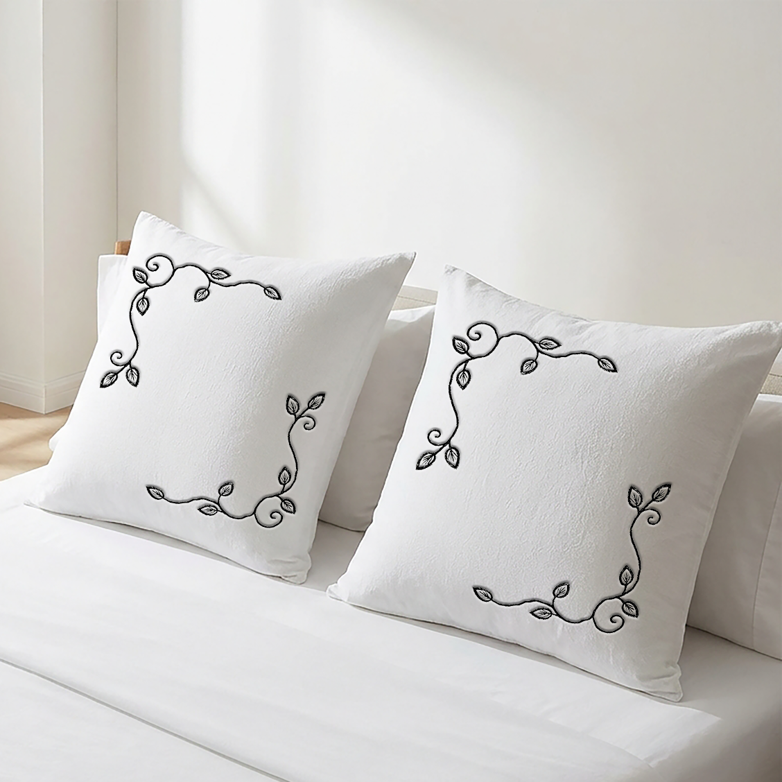 White Embroidered Cushion Covers - Pack of 2