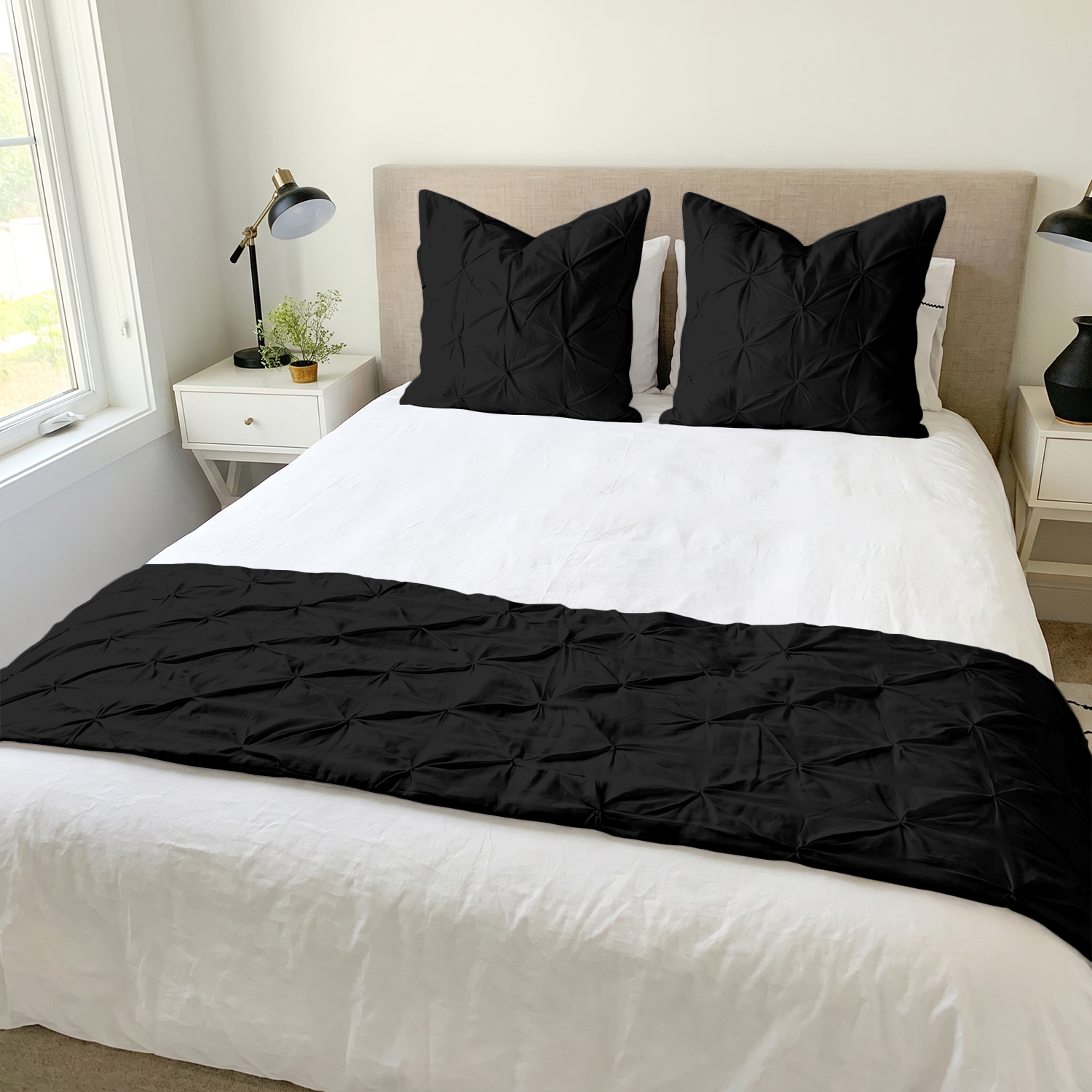 Black Pinch Bed Runner