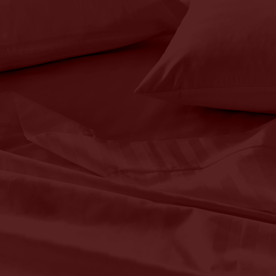 Burgundy Stripe Bed Sheet Set
