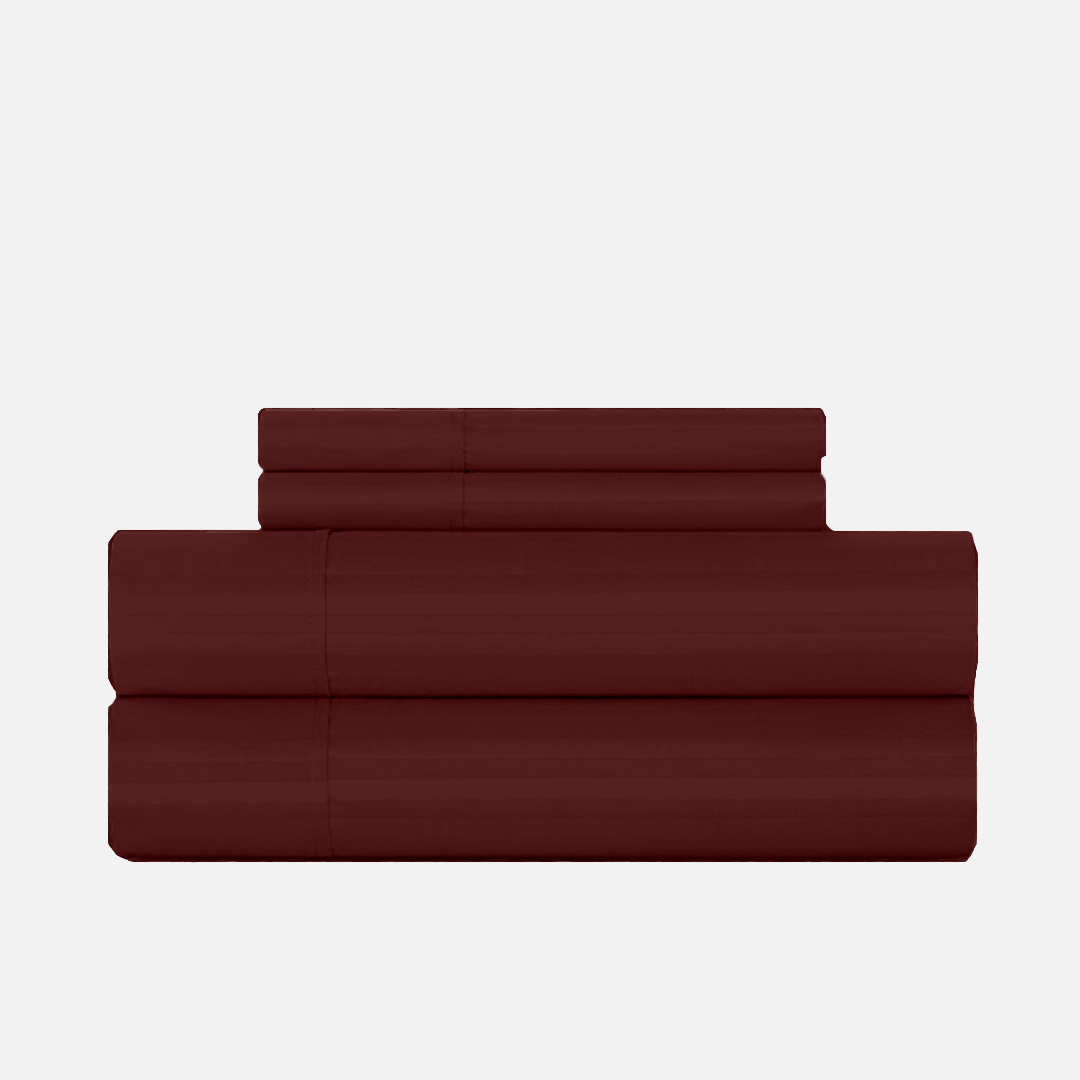 Burgundy Stripe Bed Sheet Set