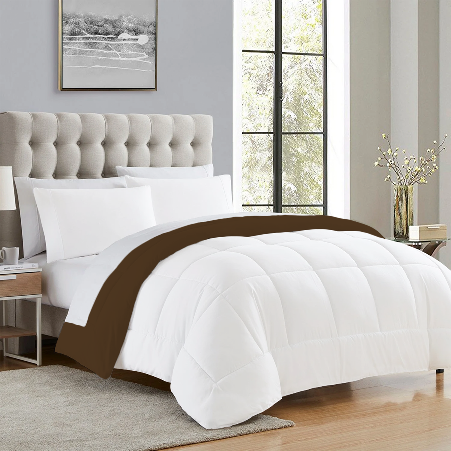 Chocolate and White Reversible Comforter