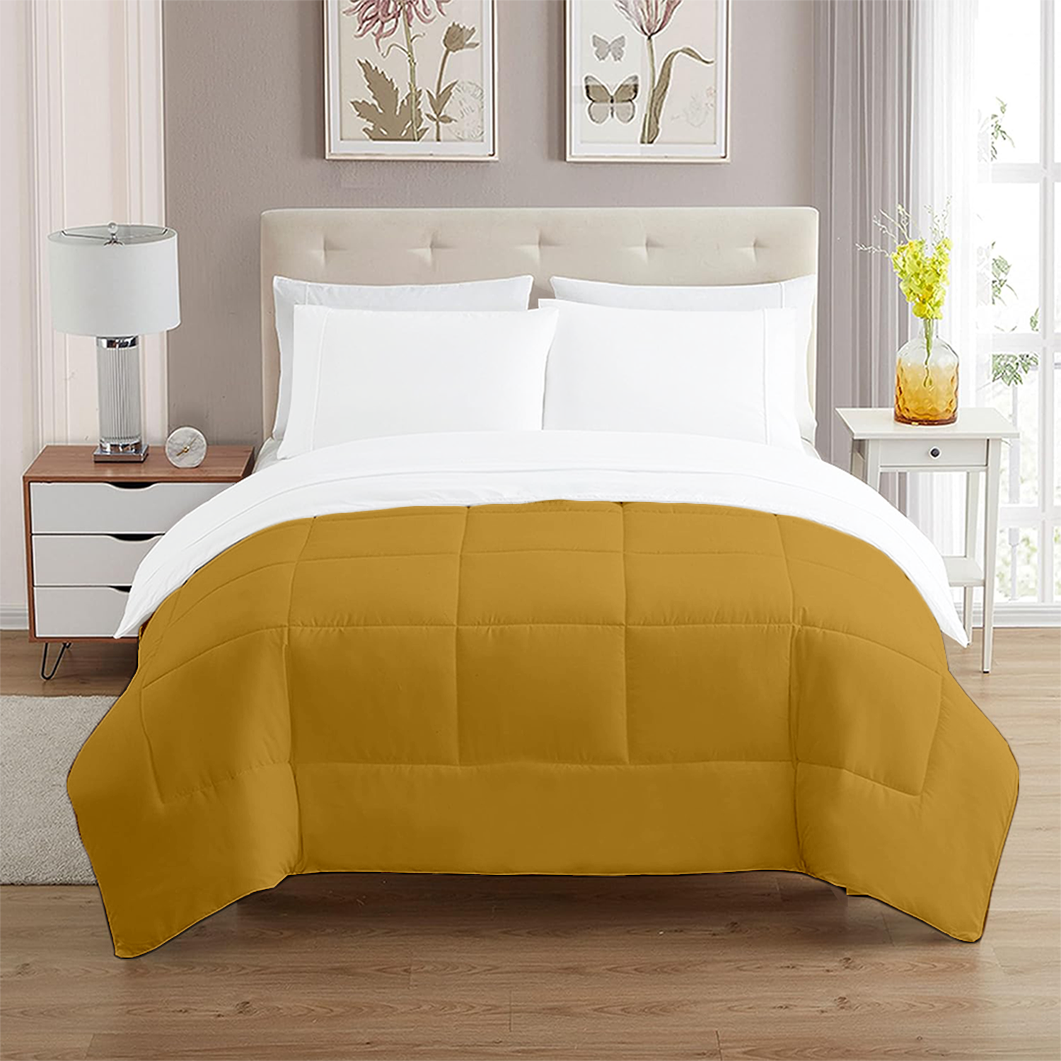 Gold and White Reversible Comforter