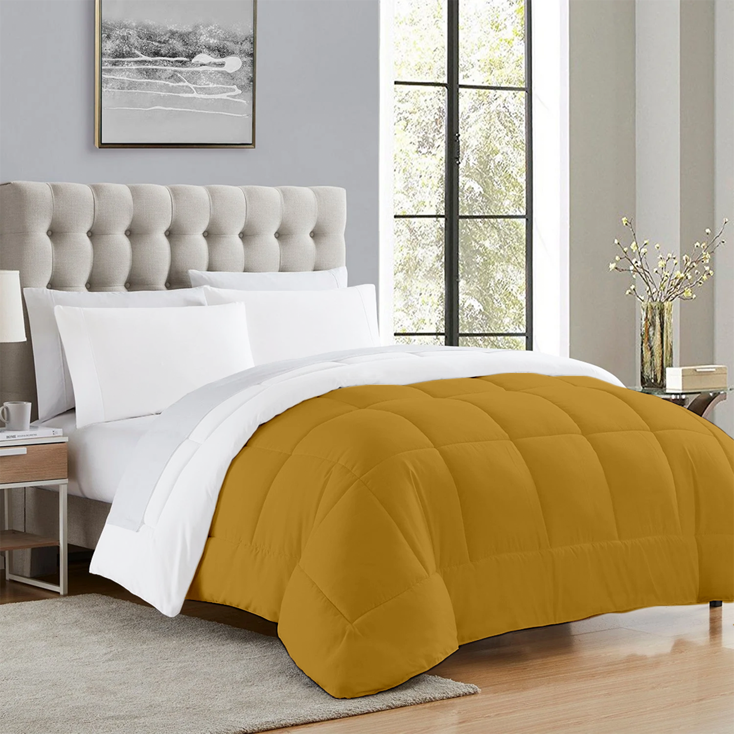 Gold and White Reversible Comforter