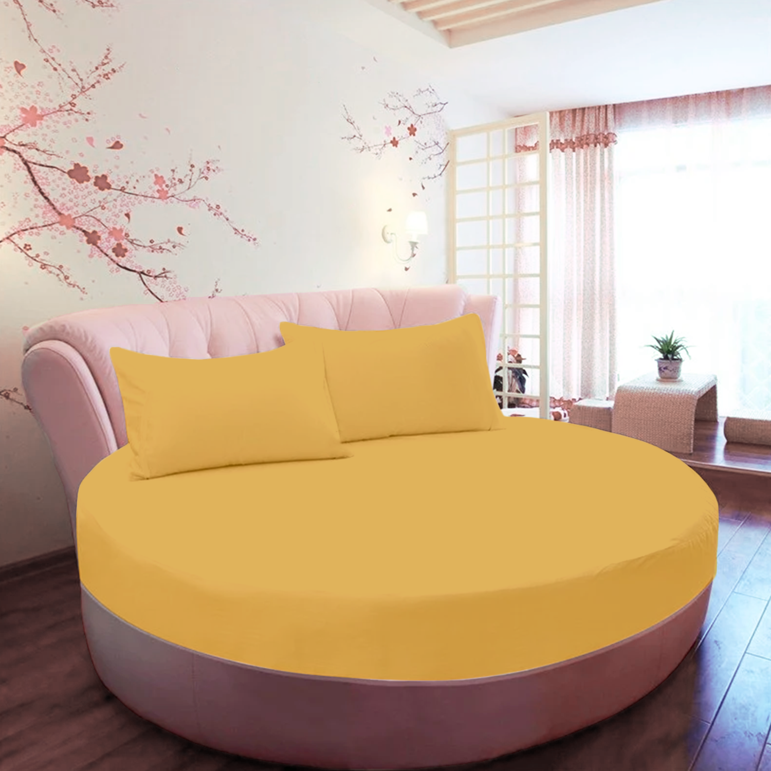 Gold Round Fitted Bed Sheets