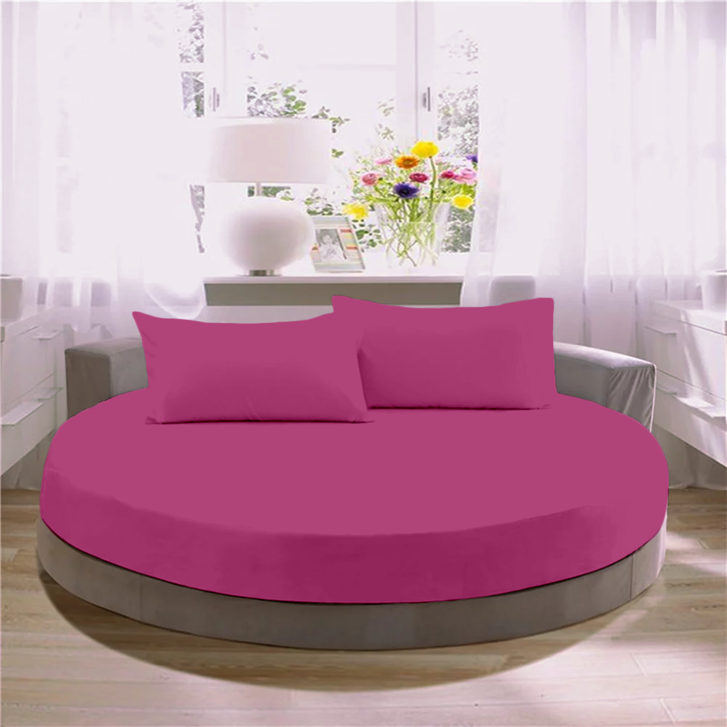 Hot Pink Round Fitted Bed Sheets