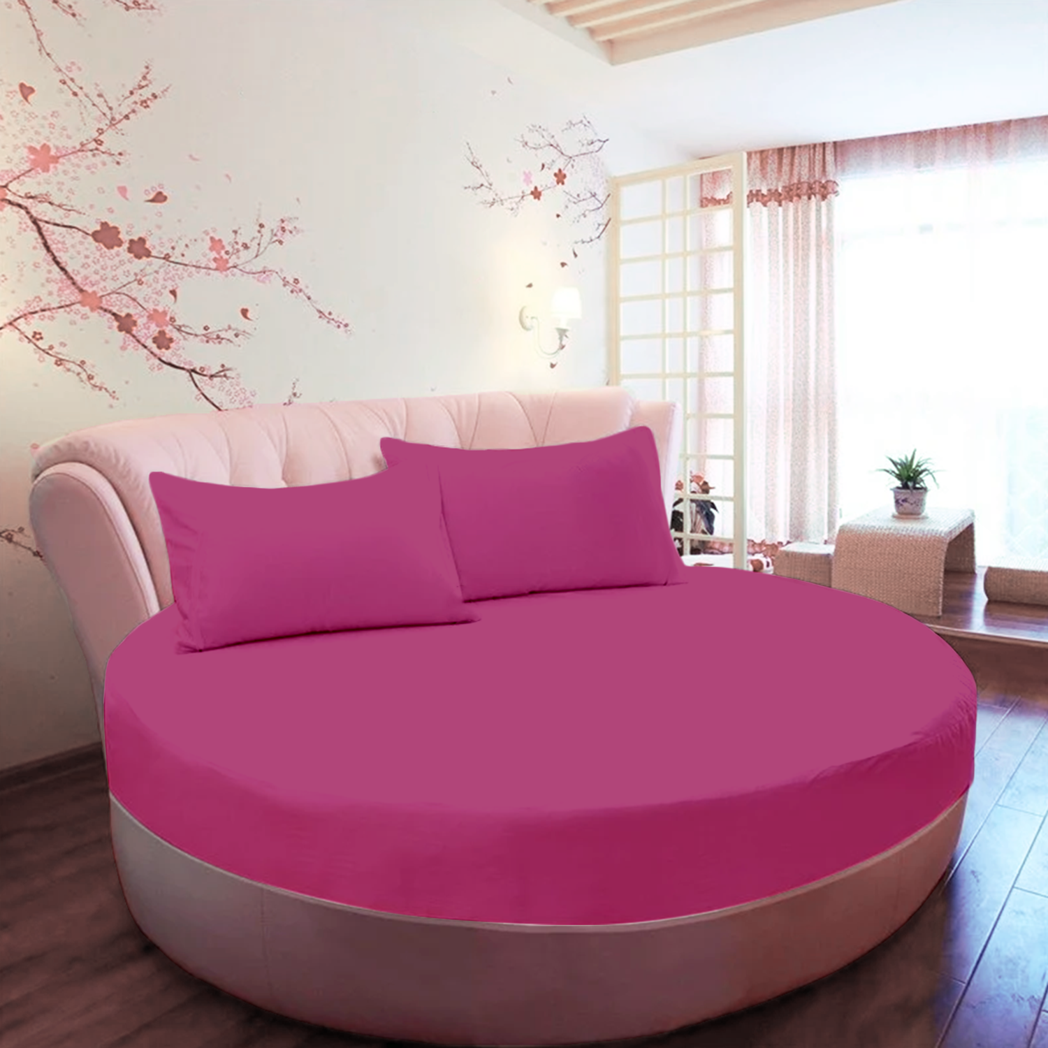 Hot Pink Round Fitted Bed Sheets