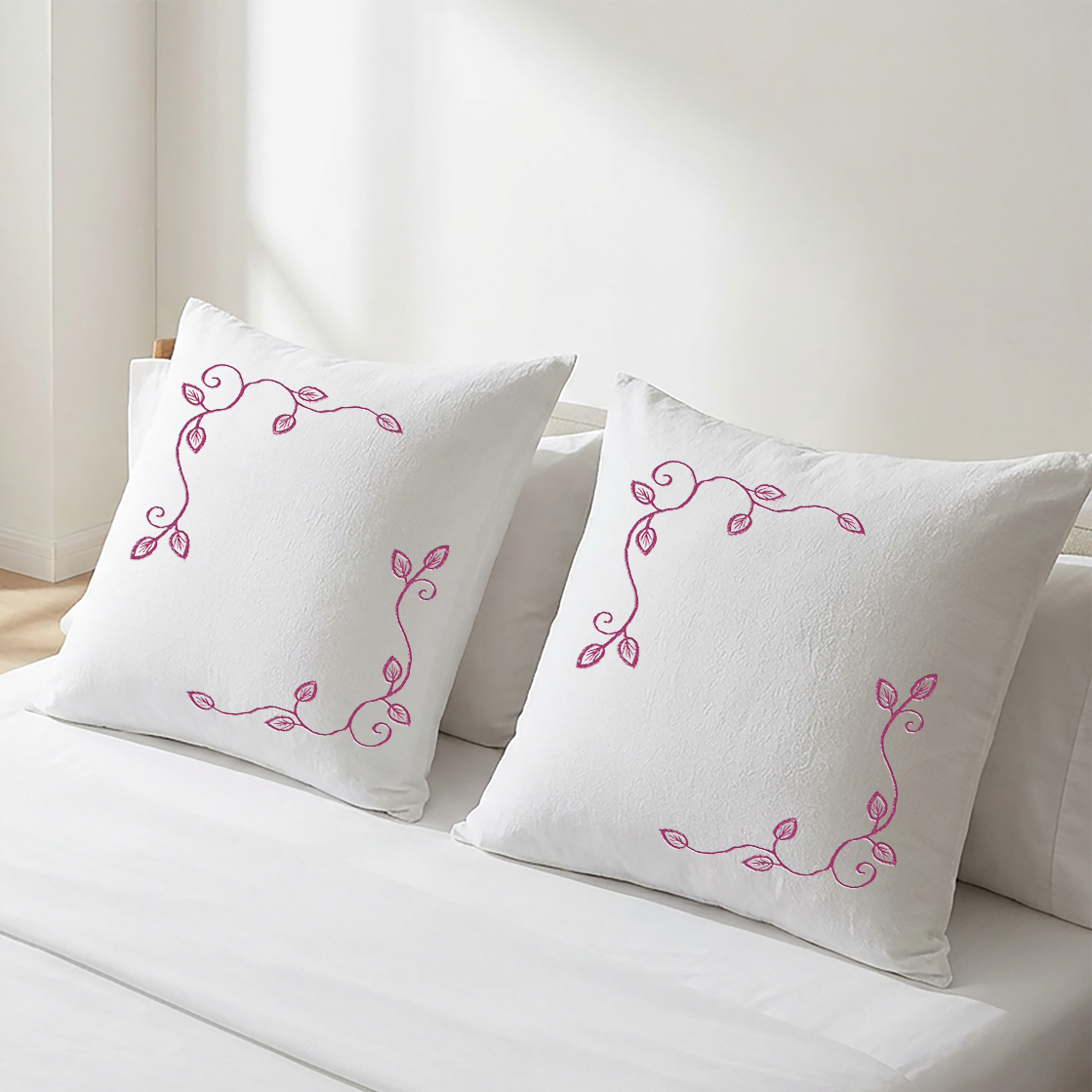 White Embroidered Cushion Covers - Pack of 2