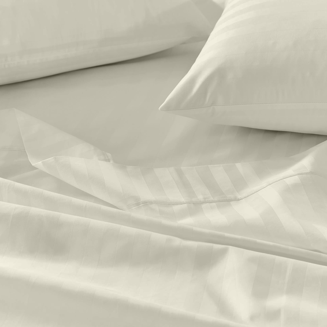 Ivory Stripe Bed Sheet Set