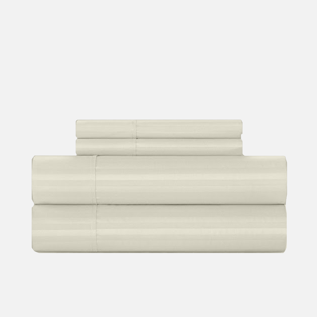 Ivory Stripe Bed Sheet Set