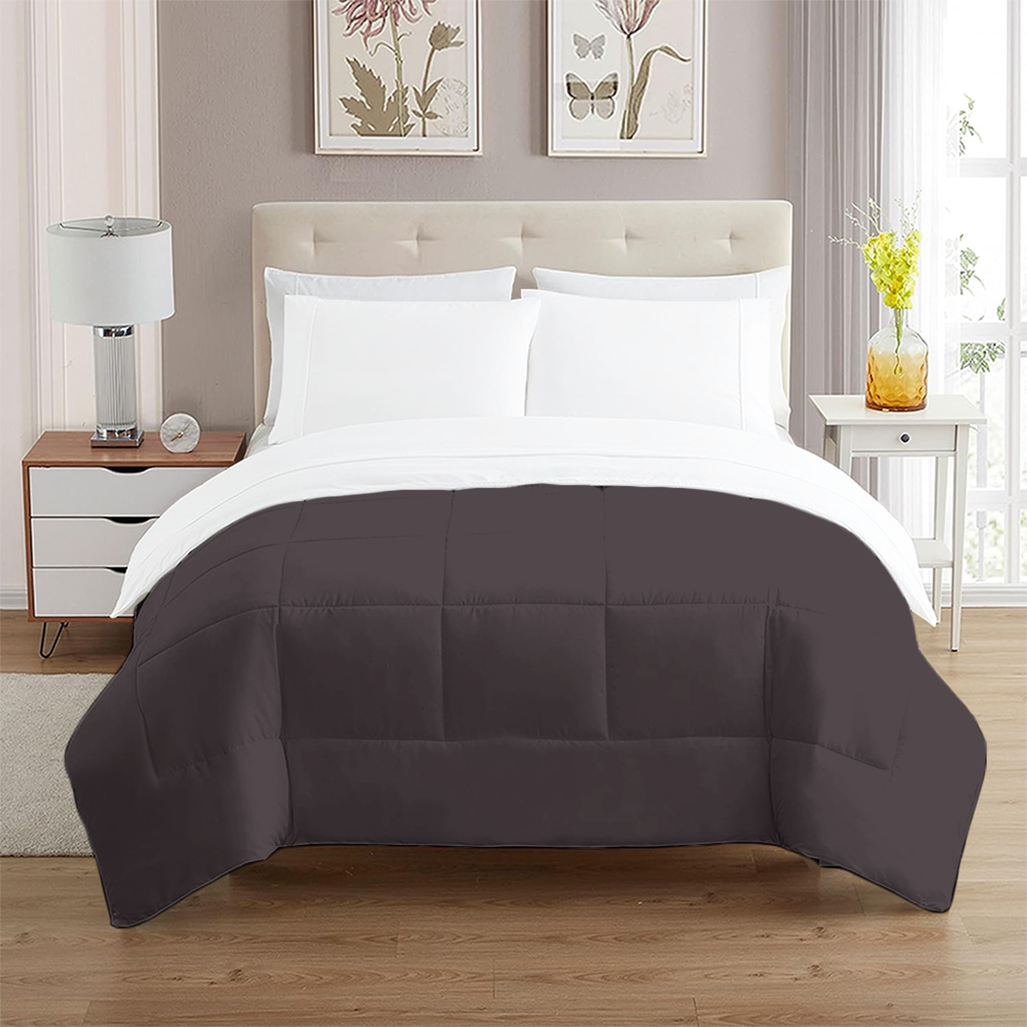 Lavender and White Reversible Comforter