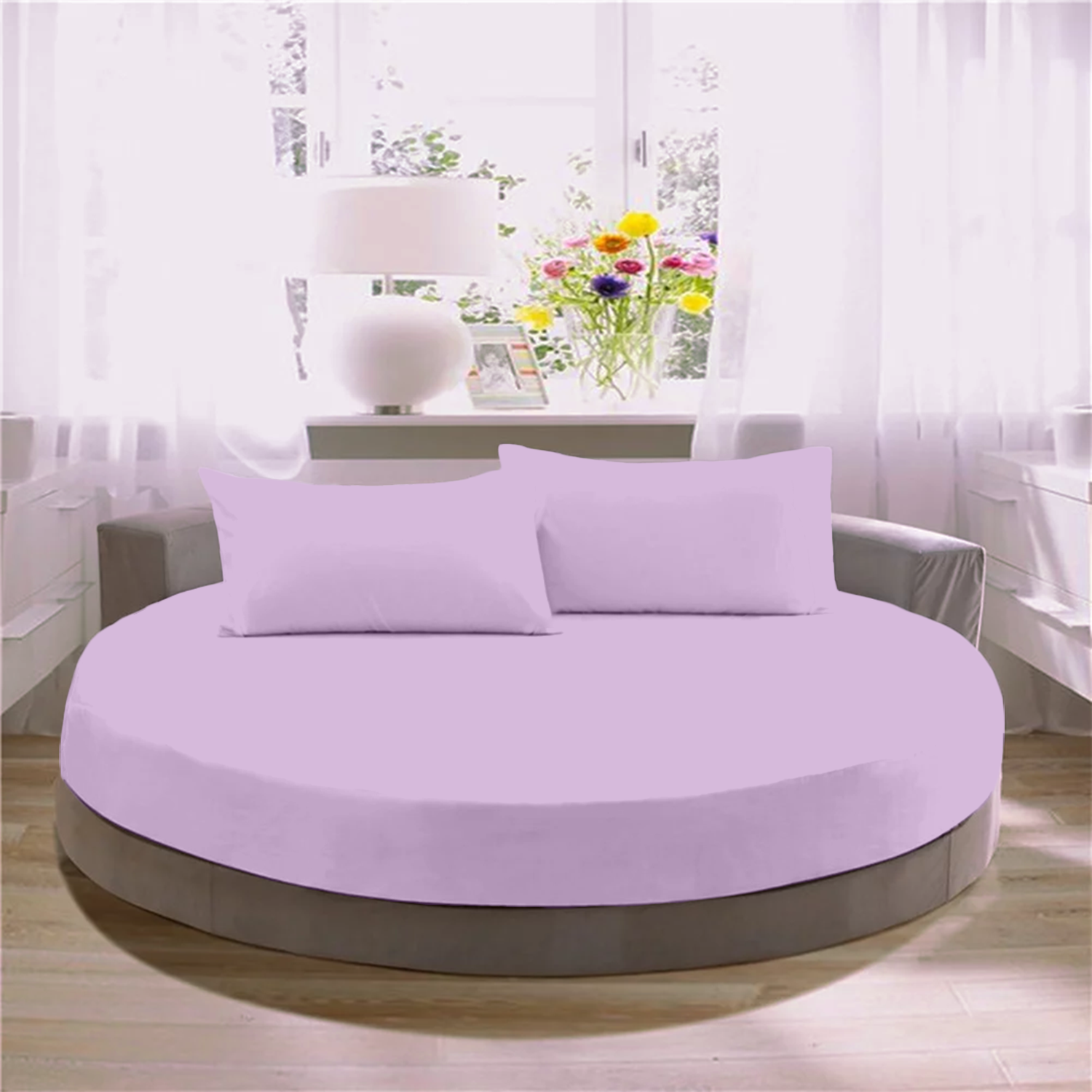 Lilac Round Fitted Bed Sheets