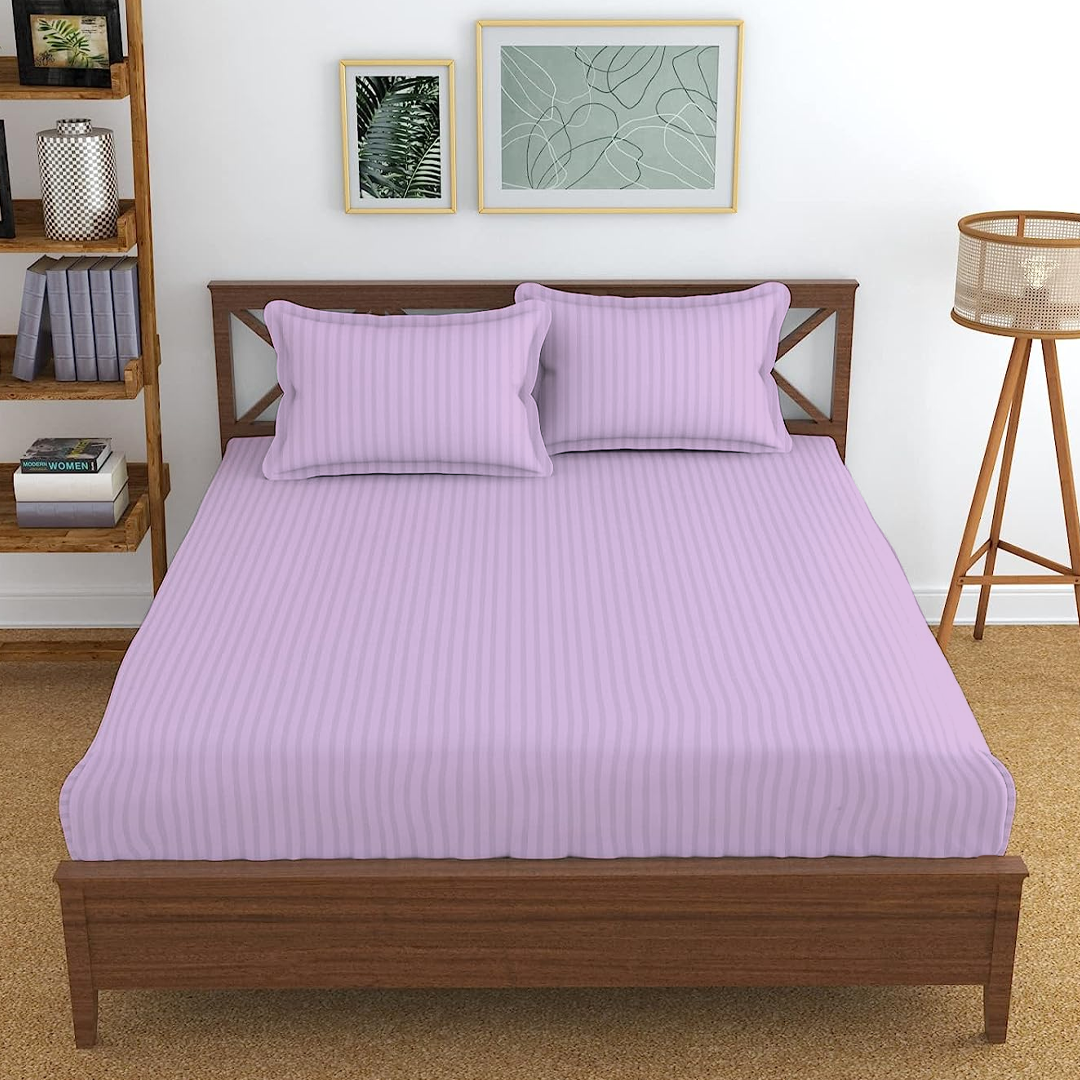 Lilac Stripe Fitted Bedsheets