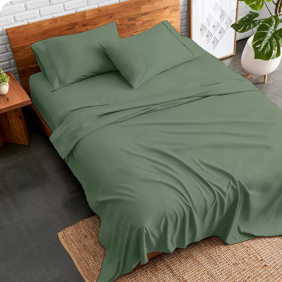 Moss Green Bed Sheet Set