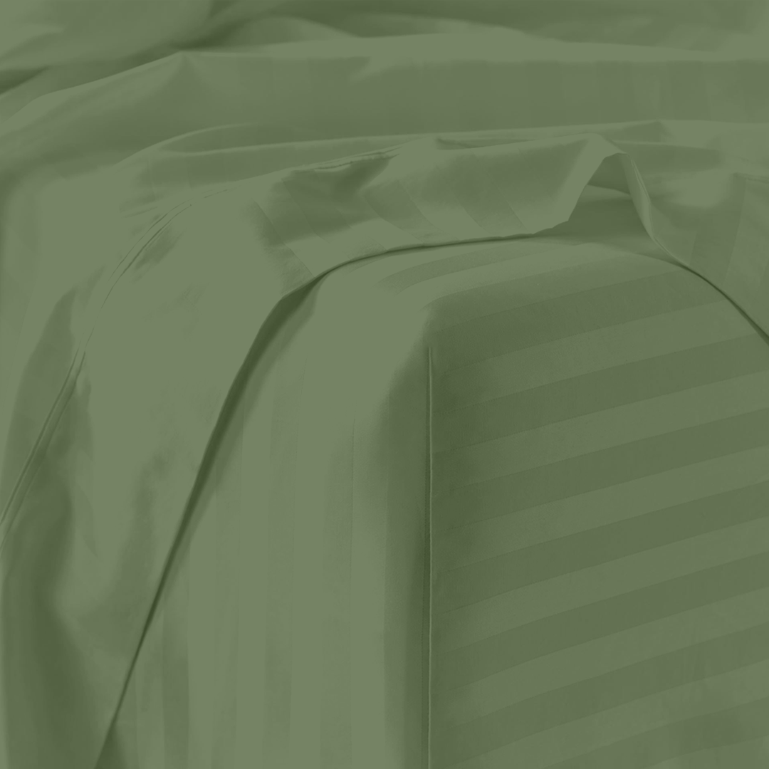 Moss Green Stripe Bed Sheet Set