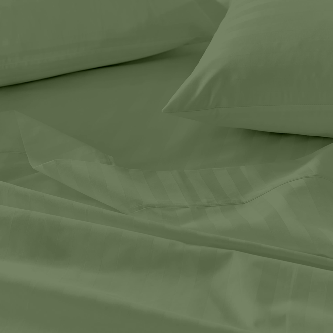 Moss Green Stripe Bed Sheet Set