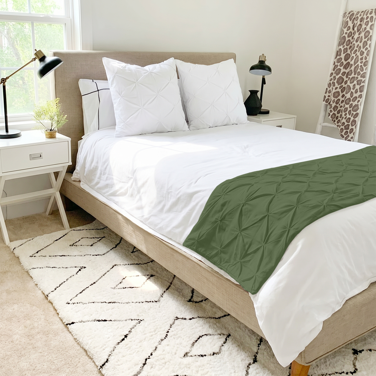 Moss Green Pinch Bed Runner