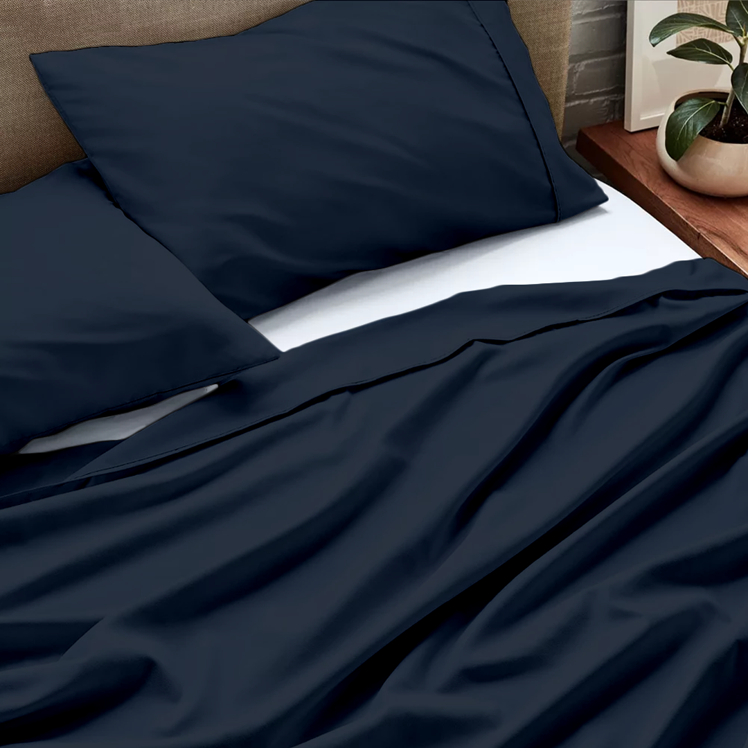 Flat Navy Blue Bed Sheet