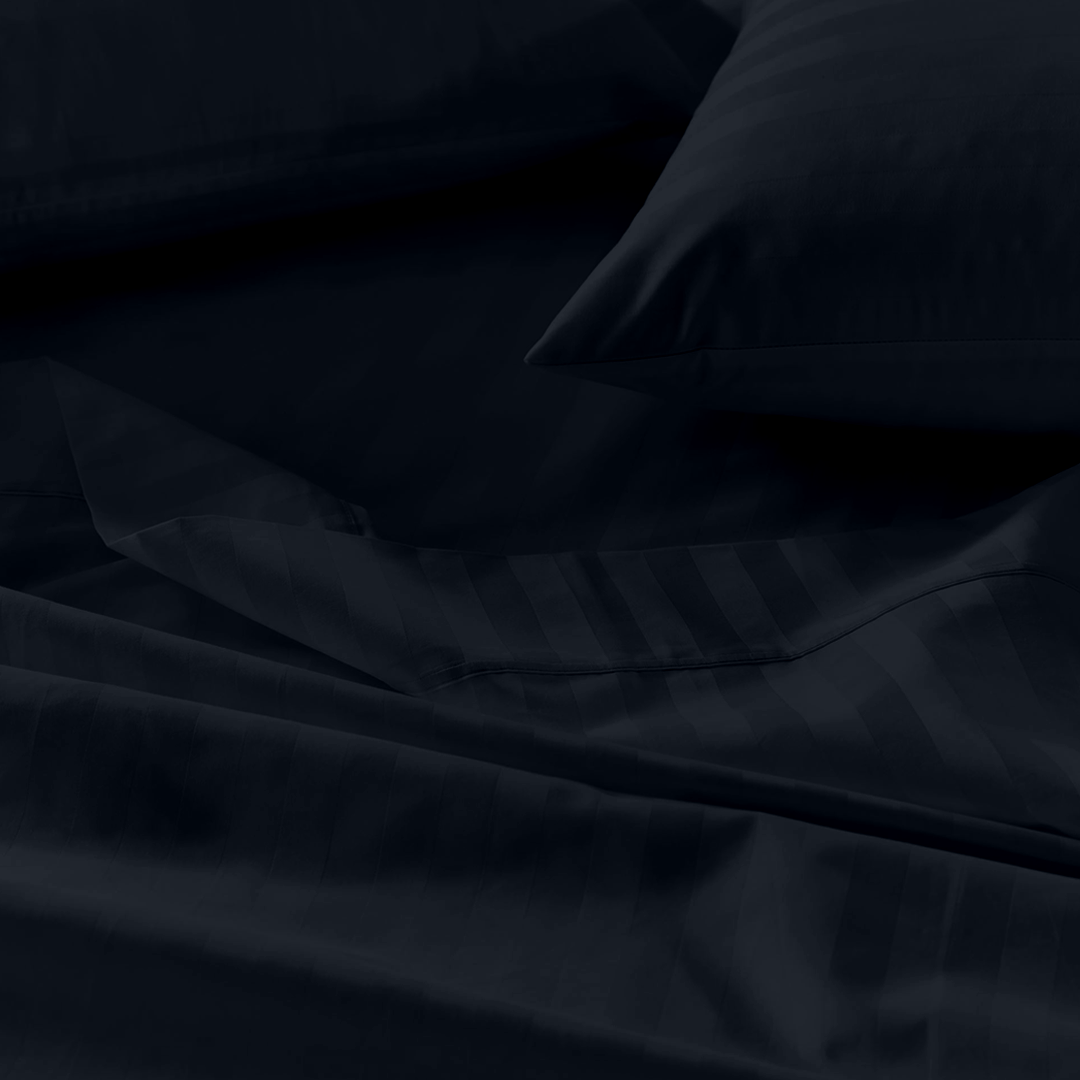 Navy Blue Stripe Bed Sheet Set