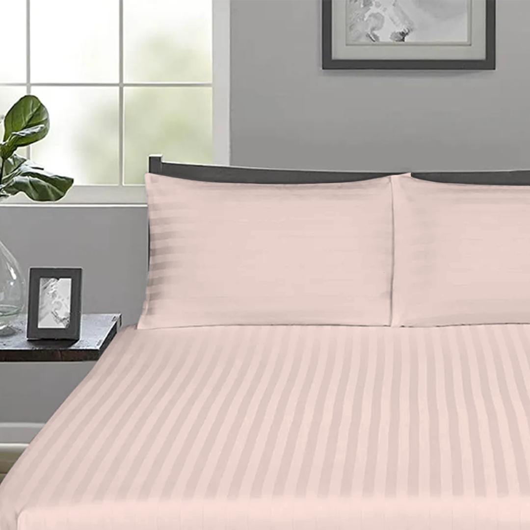 Peach Stripe Fitted Bedsheets