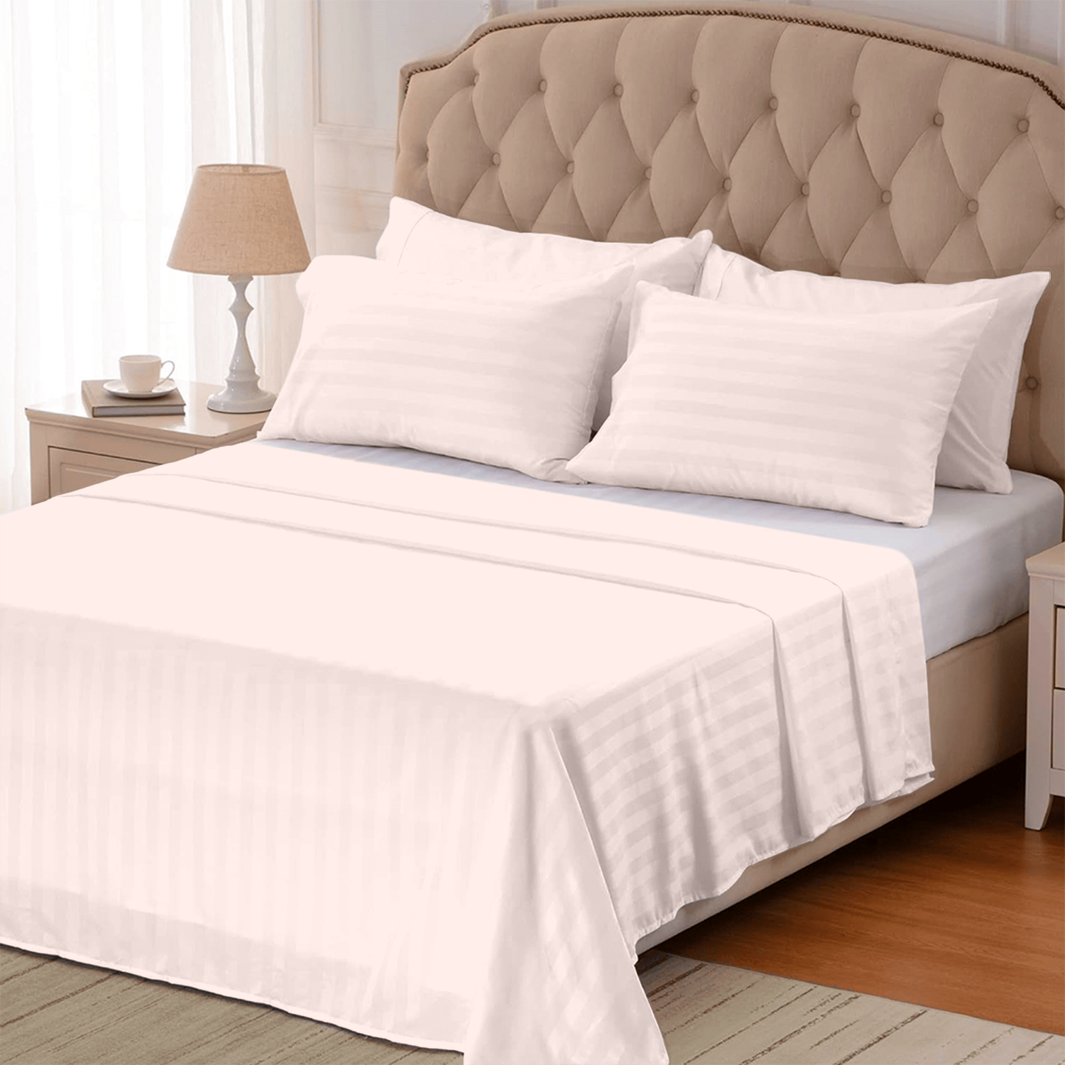 Peach Stripe Bed Sheets