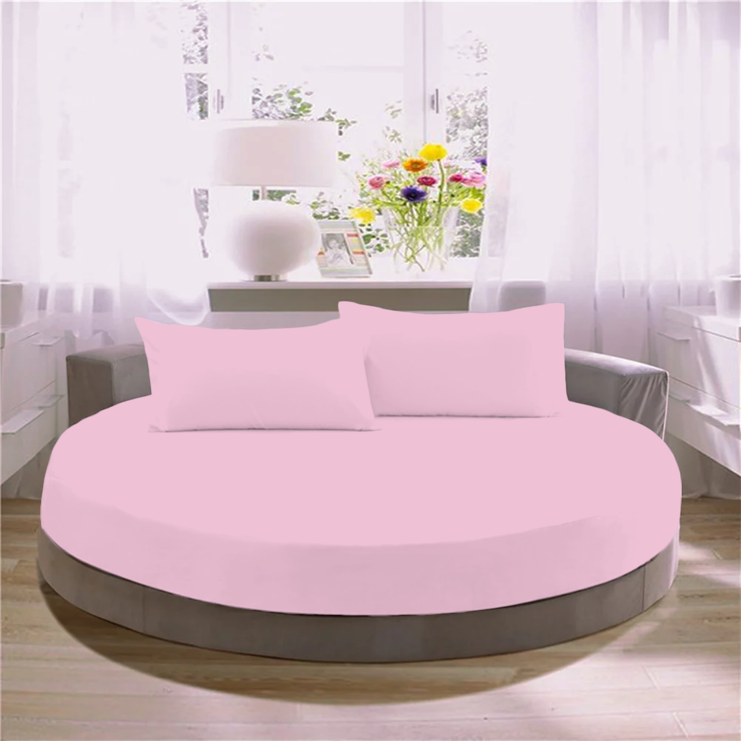 Pink Round Fitted Bed Sheets