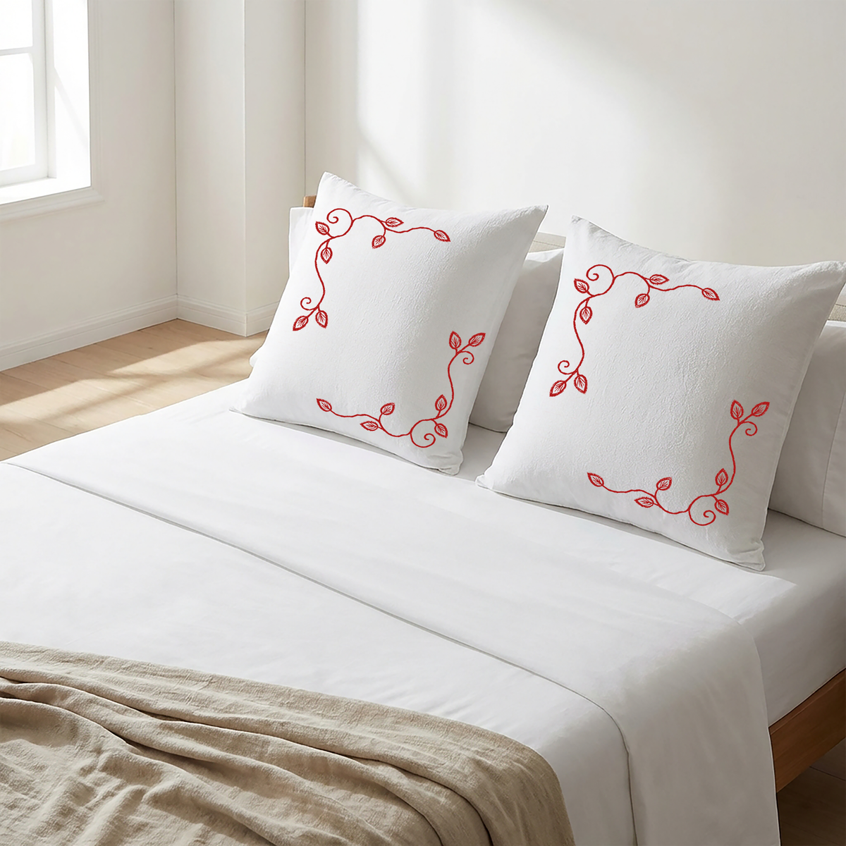 Red Embroidered Cushion Covers