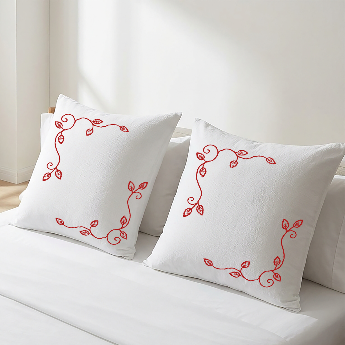 White Embroidered Cushion Covers - Pack of 2