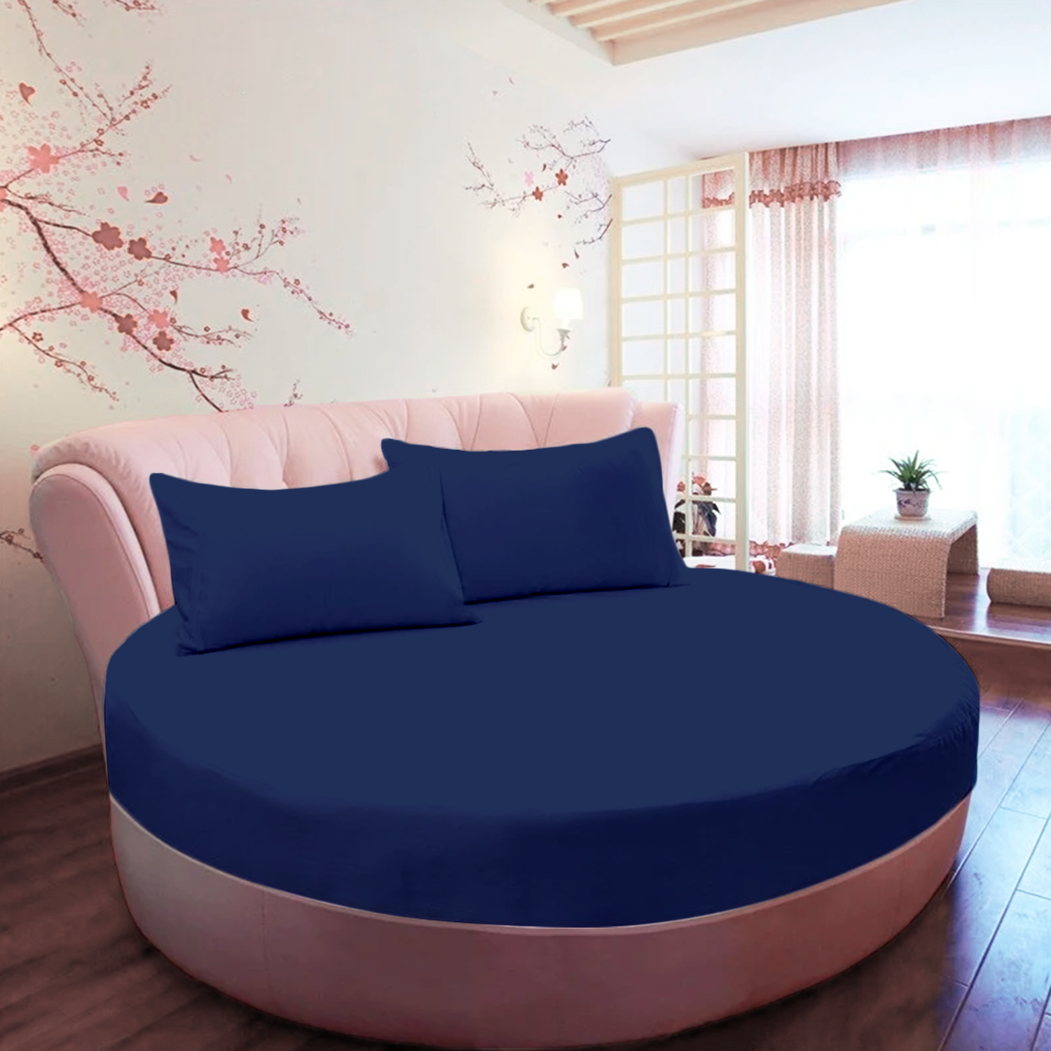 Royal Blue Round Fitted Bed Sheets
