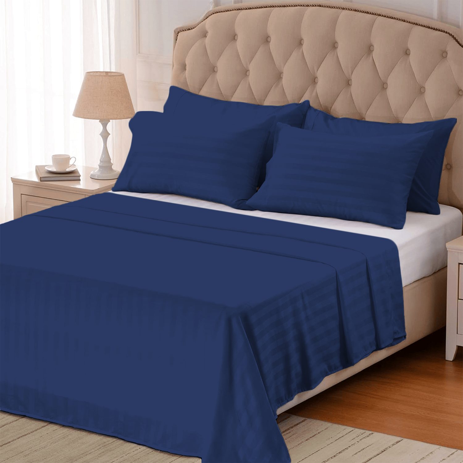 Royal Blue Stripe Bed Sheets