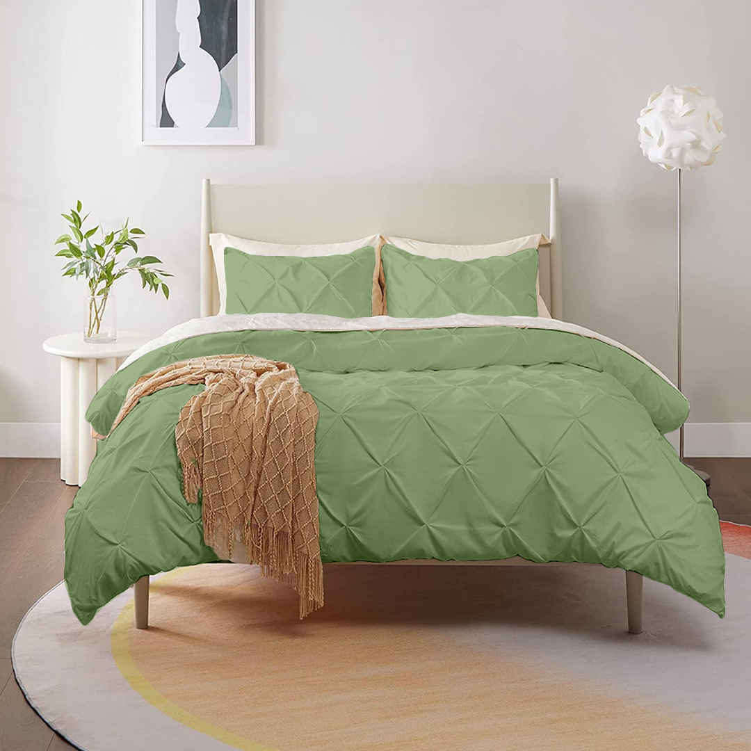 Sage Green Pintuck Duvet Cover