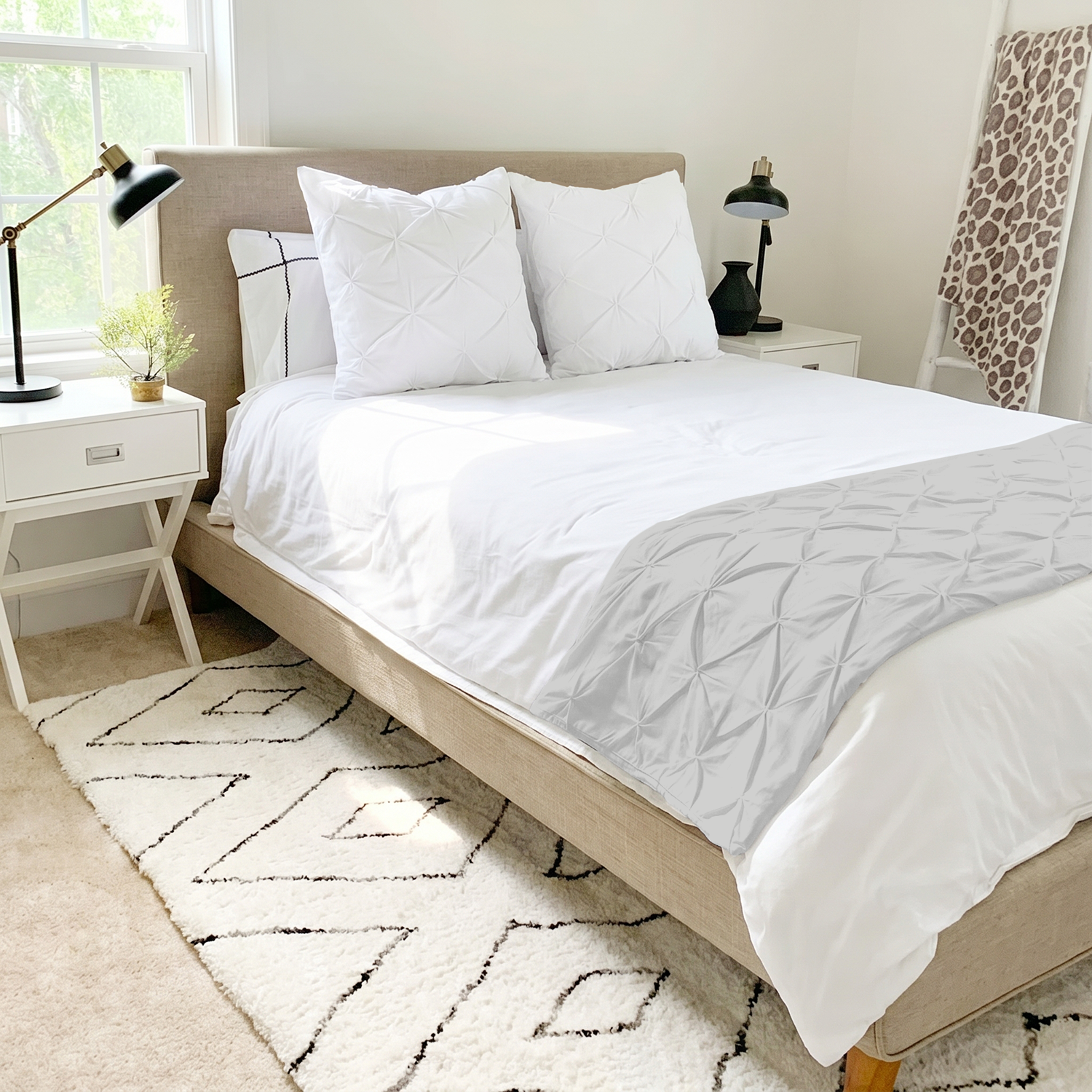 Light Grey Pinch Bed Runner