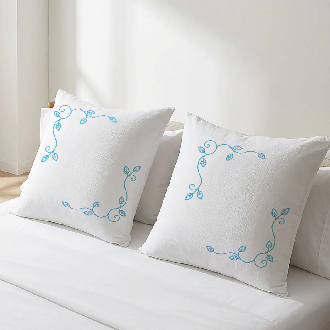 White Embroidered Cushion Covers - Pack of 2