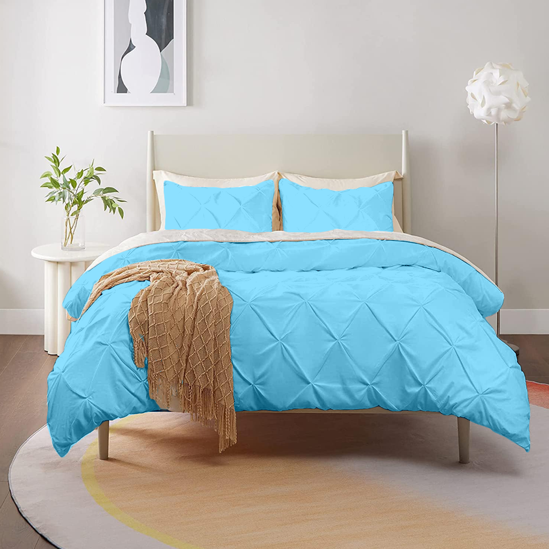 Light Blue Pintuck Duvet Cover
