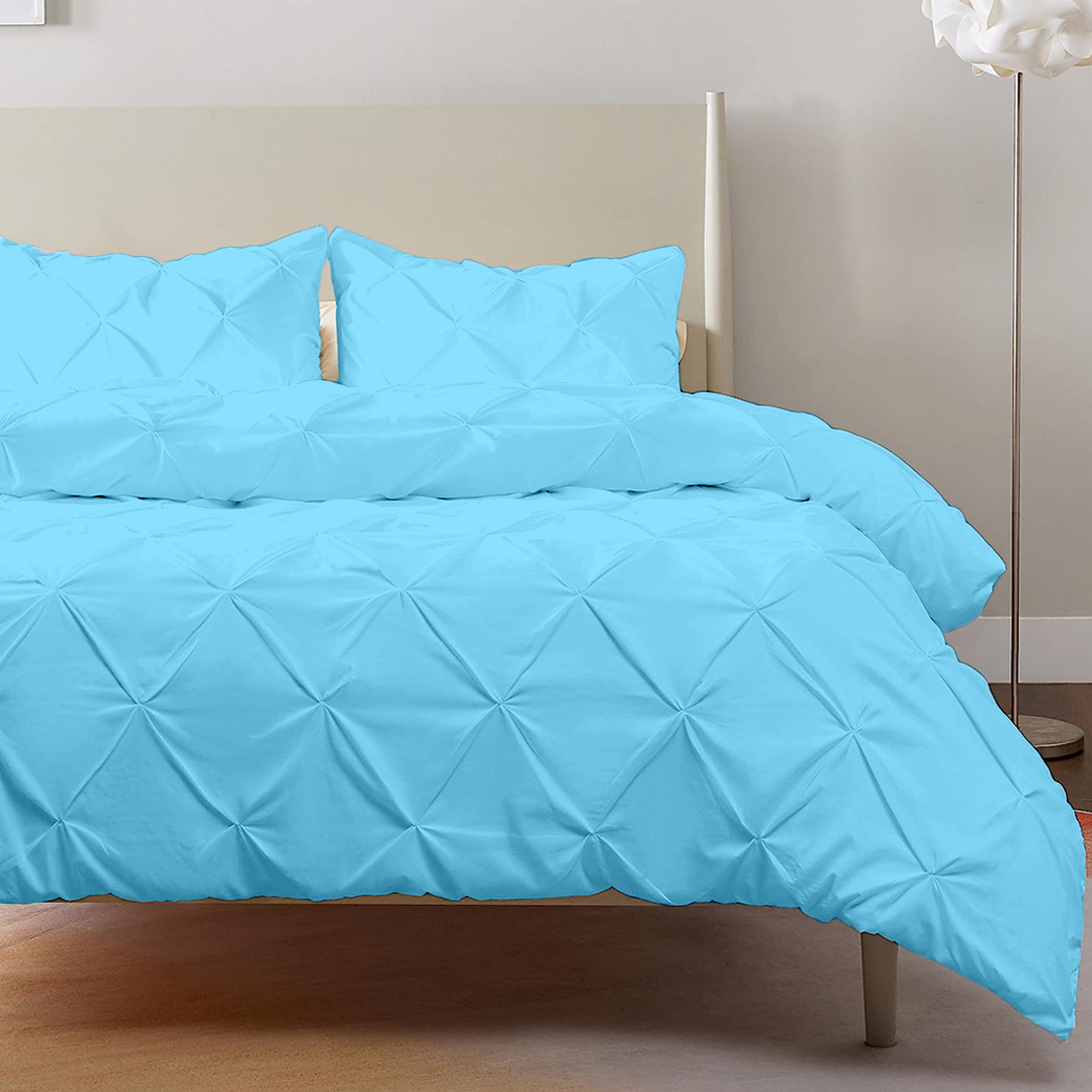 Light Blue Pintuck Duvet Cover