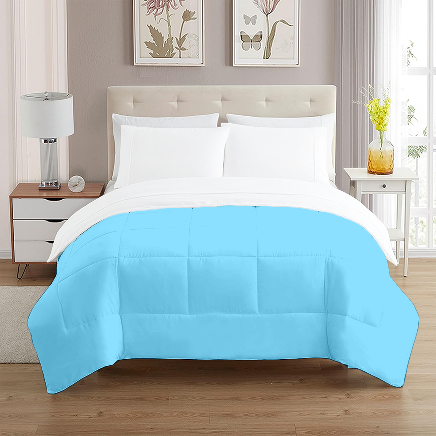 Light Blue and White Reversible Comforter