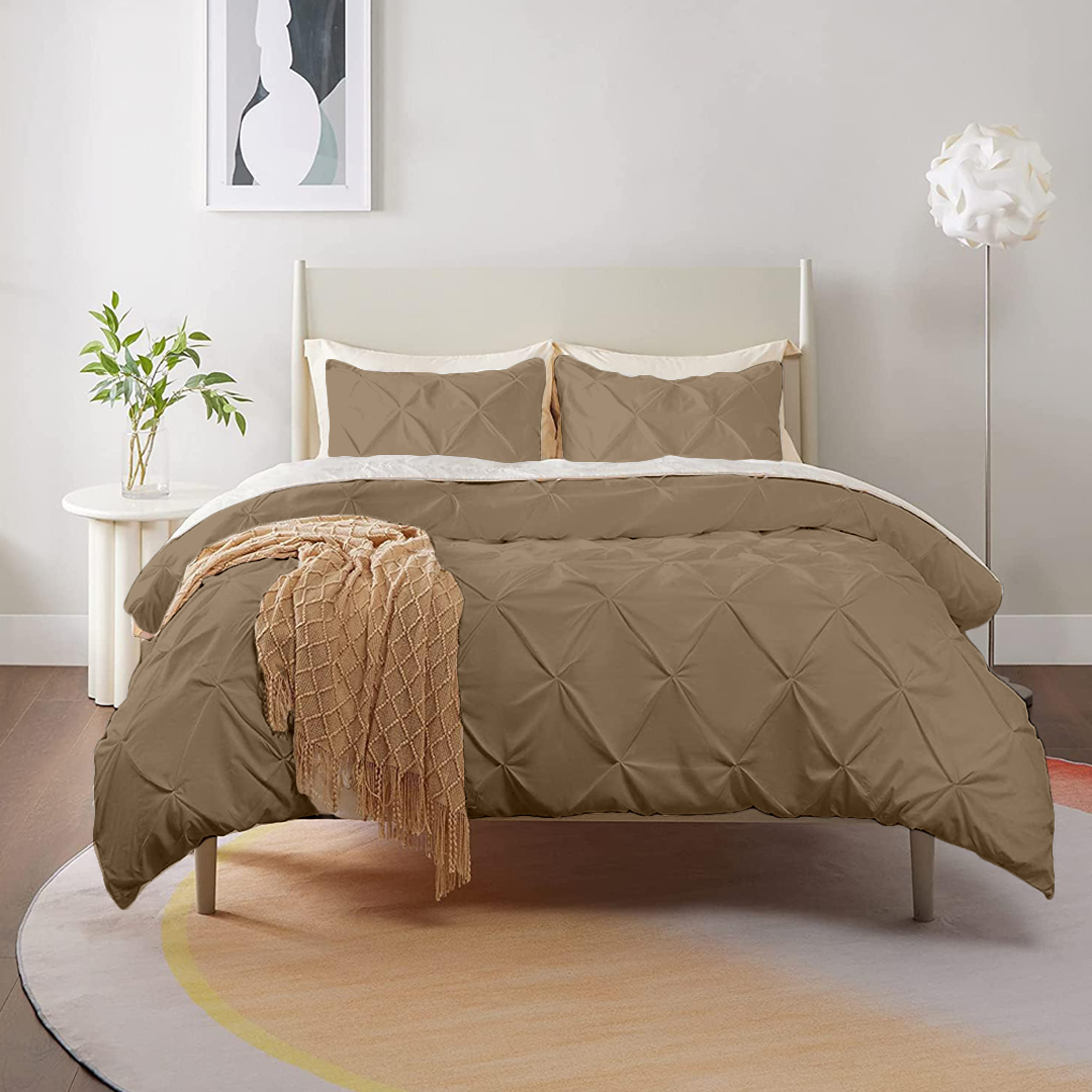 Taupe Pintuck Duvet Cover