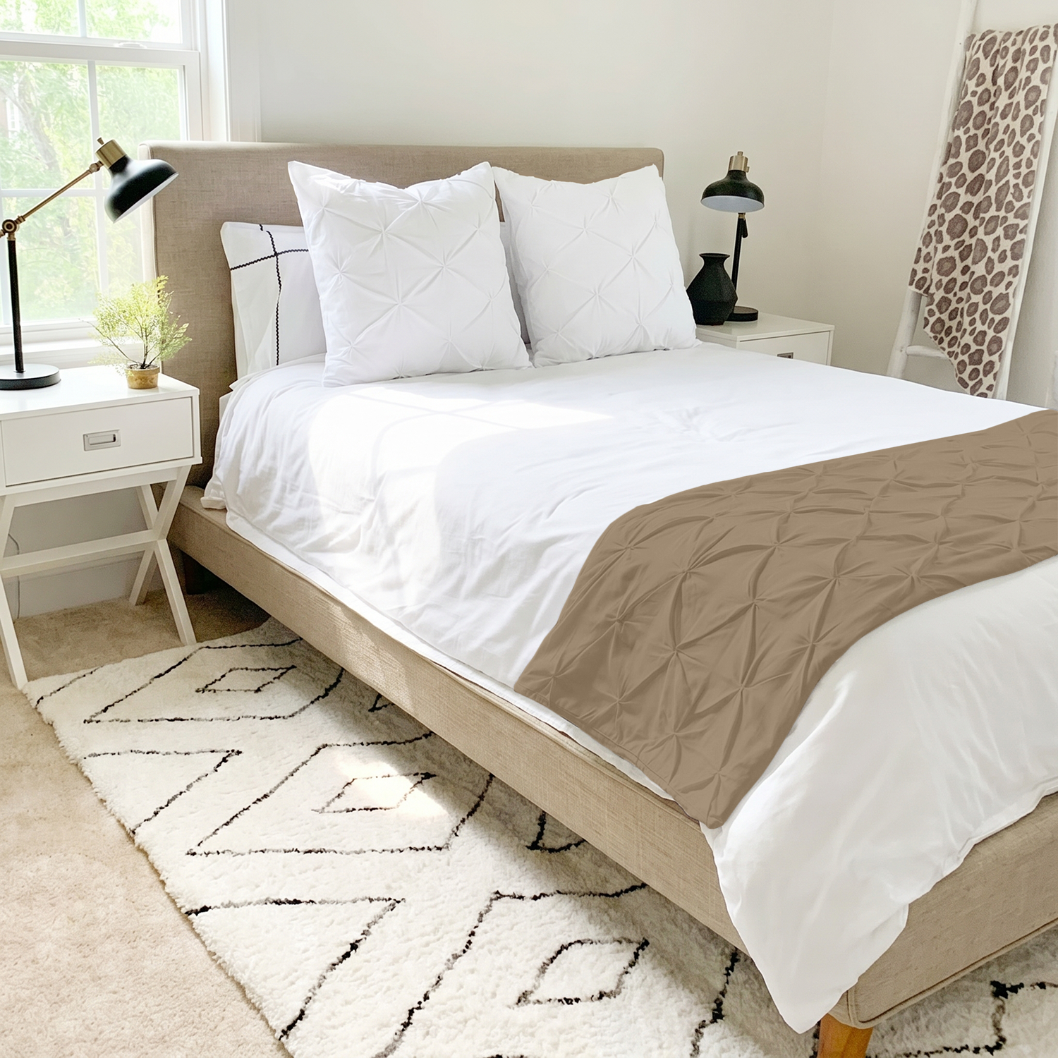 Taupe Pinch Bed Runner