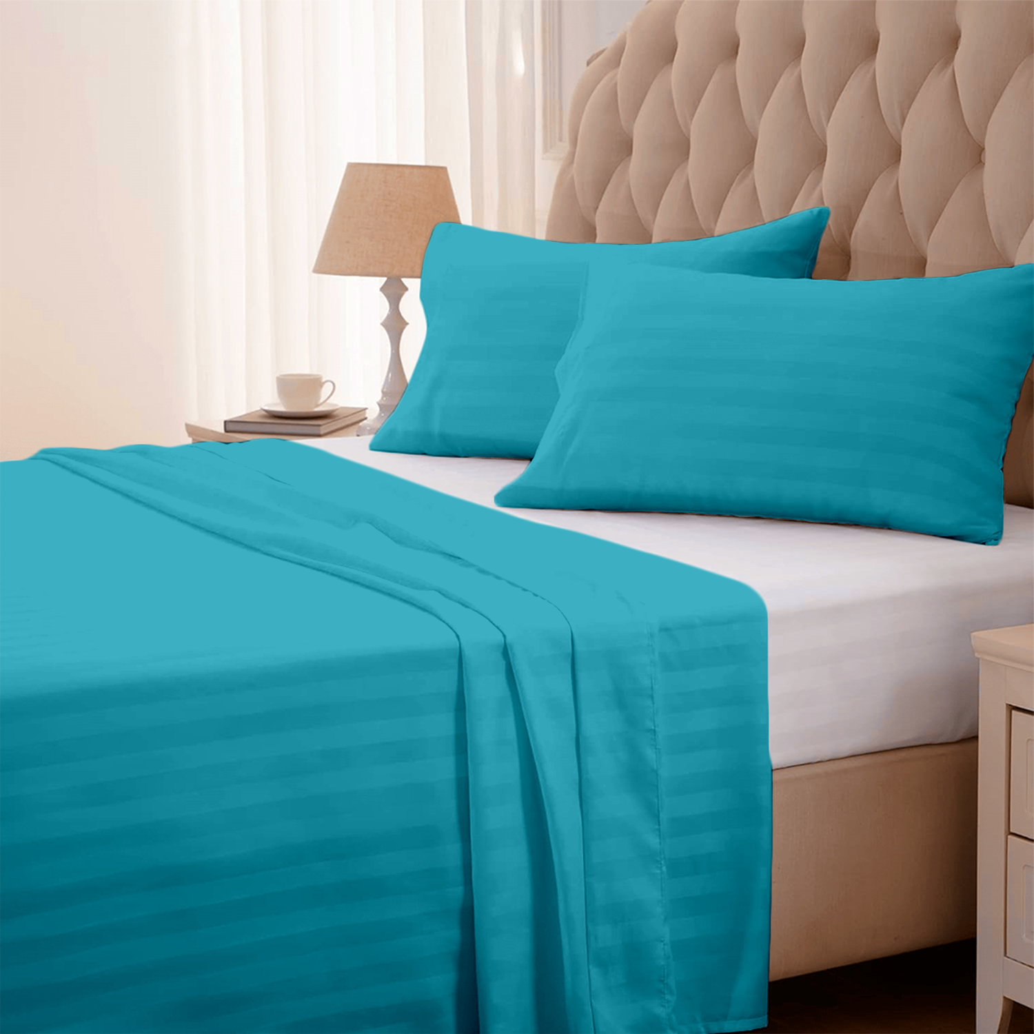 Turquoise Stripe Bed Sheets