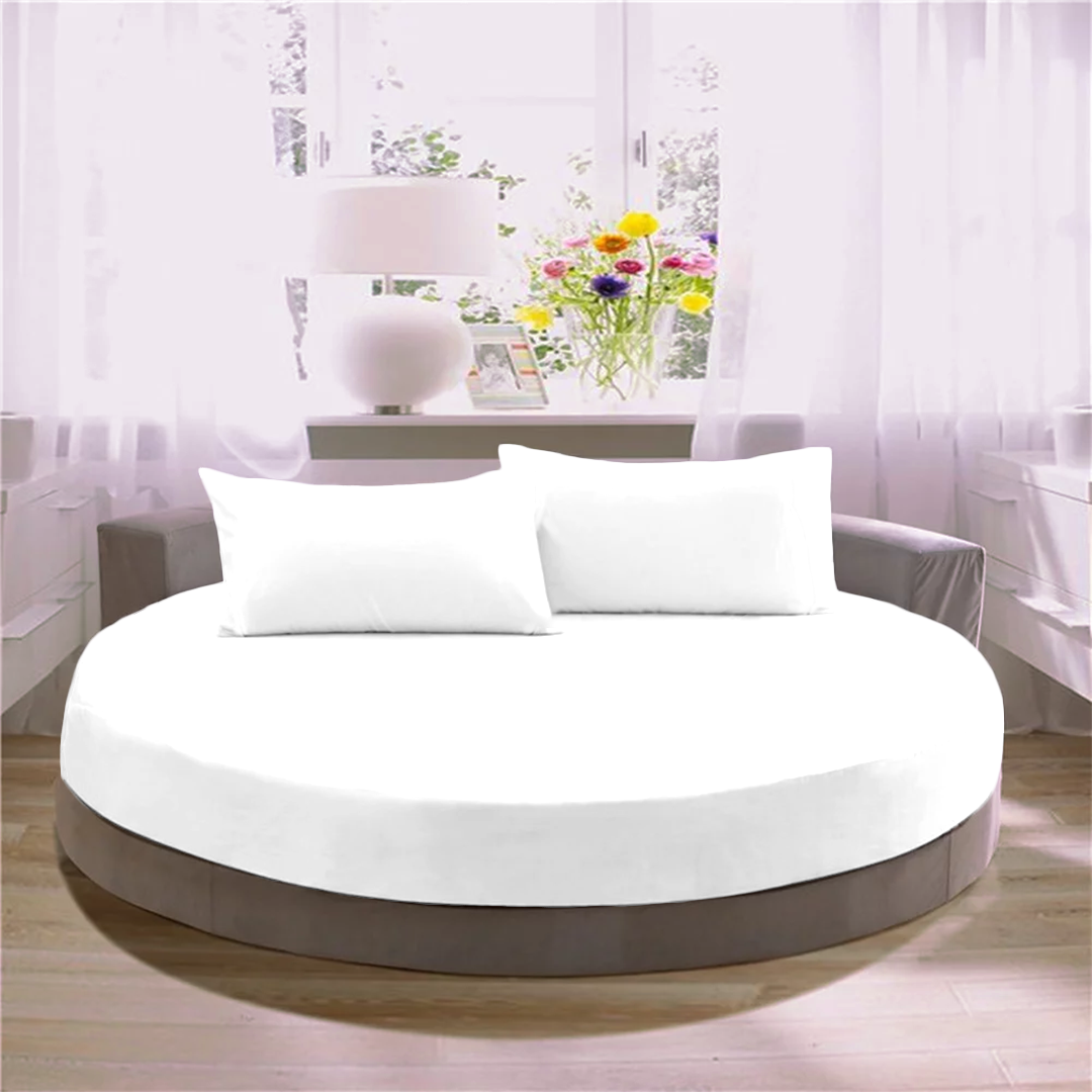 White Round Fitted Bed Sheets