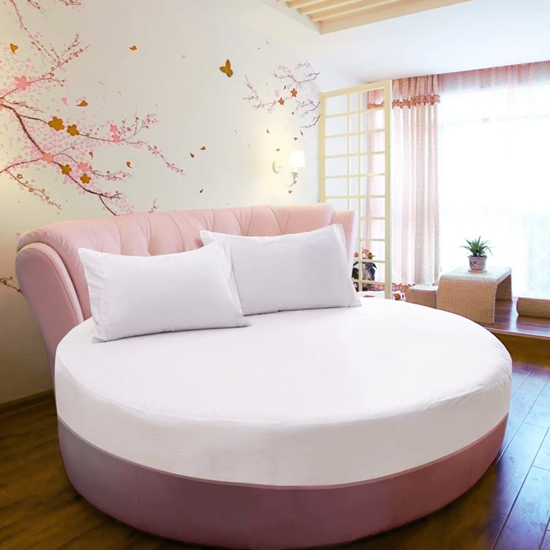 White Round Fitted Bed Sheets