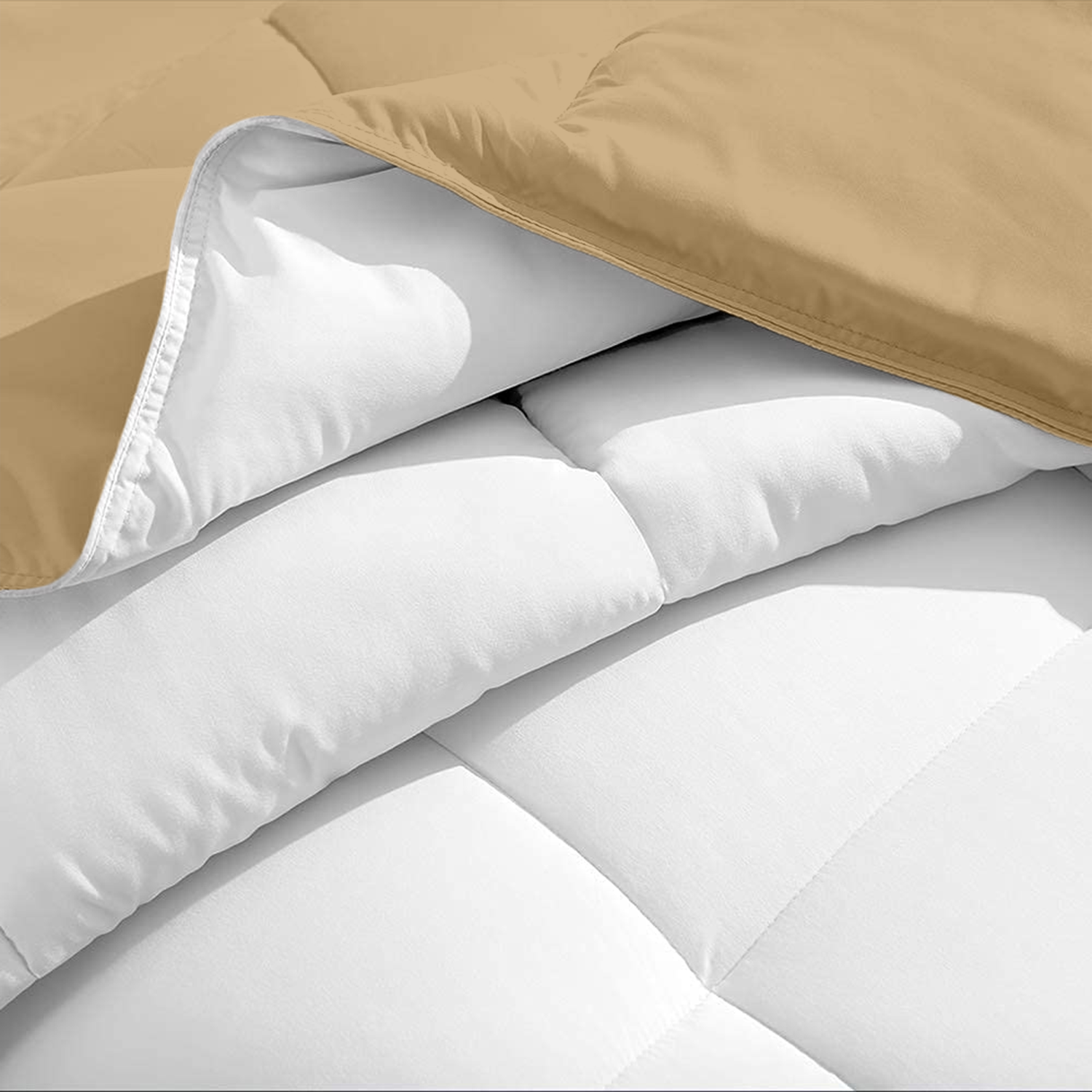 Beige and White Reversible Comforter