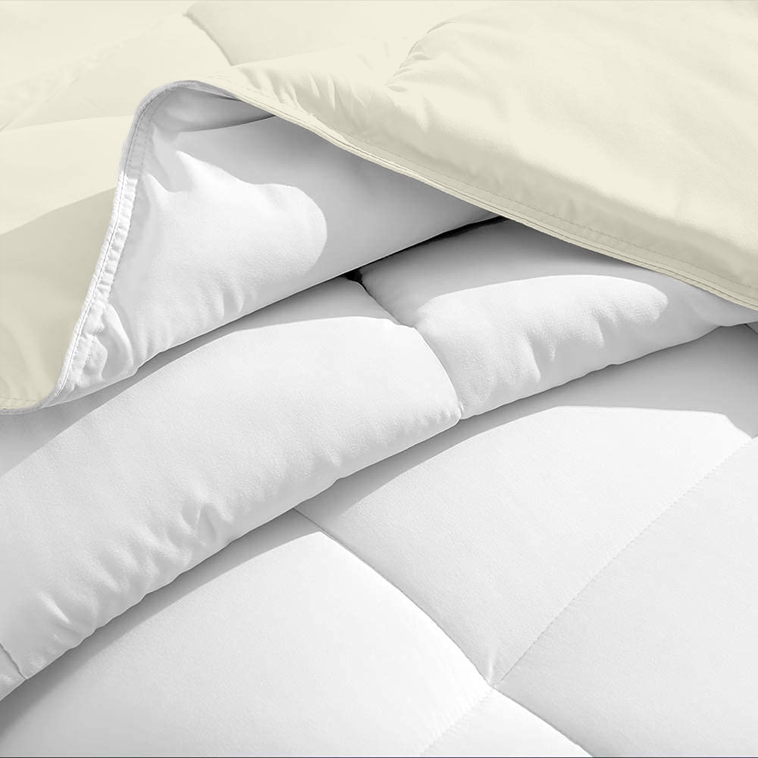 Ivory and White Reversible Comforter