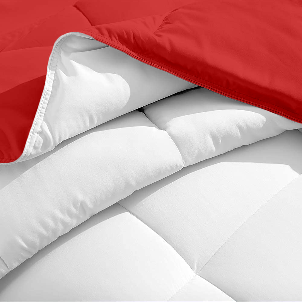 Red and White Reversible Comforter
