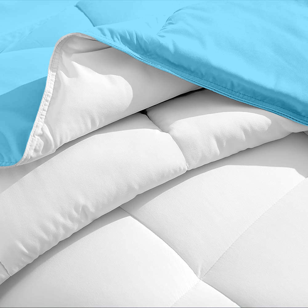 Light Blue and White Reversible Comforter