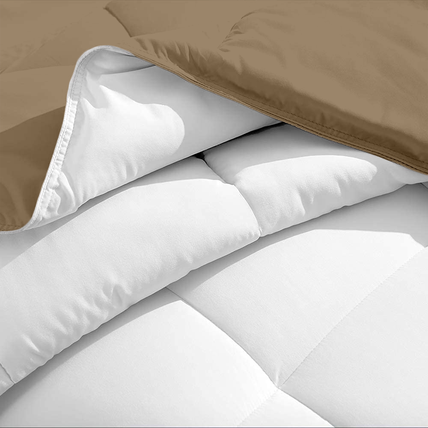 Taupe and White Microfiber Reversible Comforter