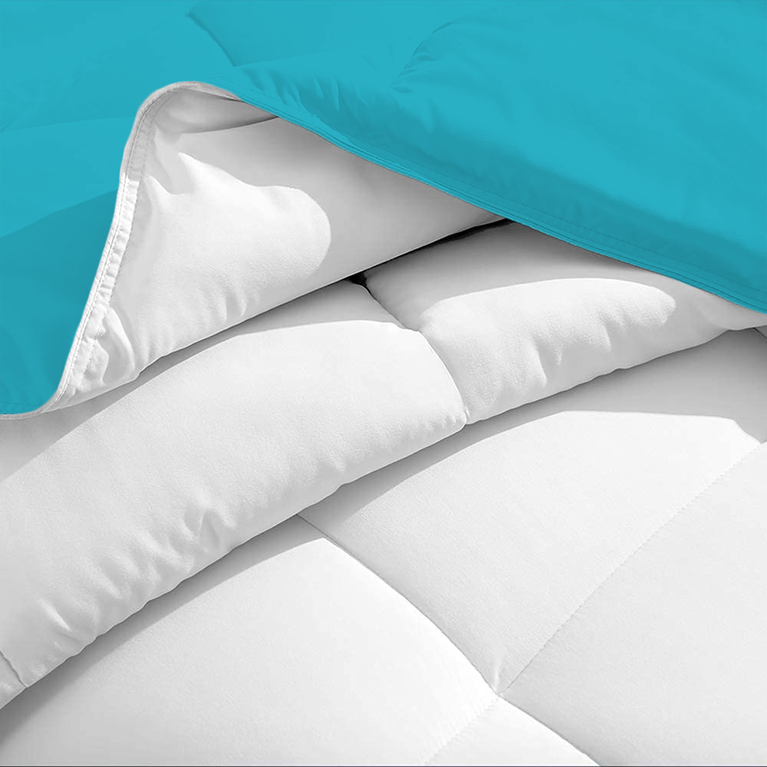 Turquoise and White Microfiber Reversible Comforter