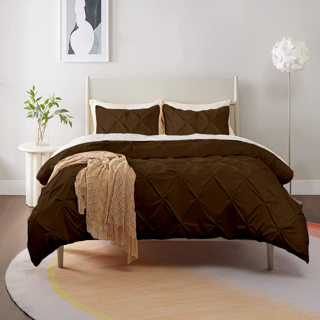 Chocolate Pintuck Duvet Cover